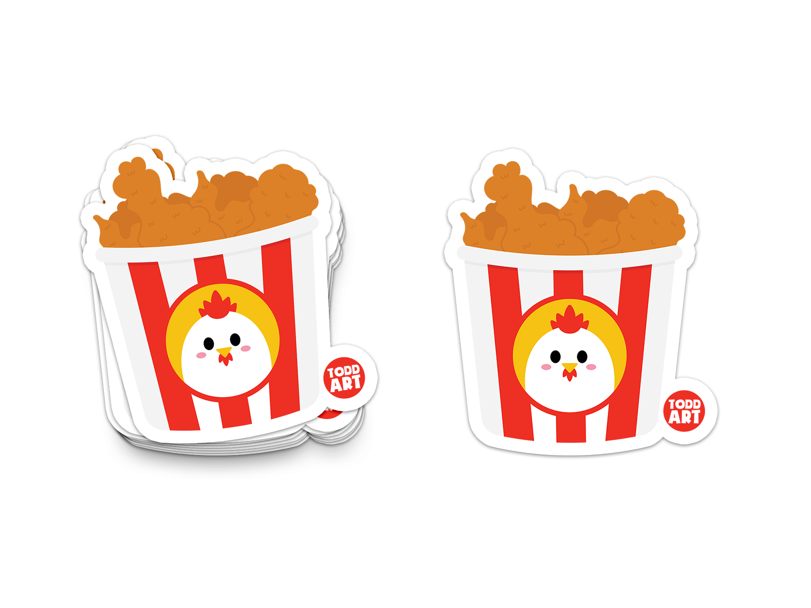 Cute bucket of fried chicken with red and white stripes – funny fast food sticker from Boo Boo Buddies

