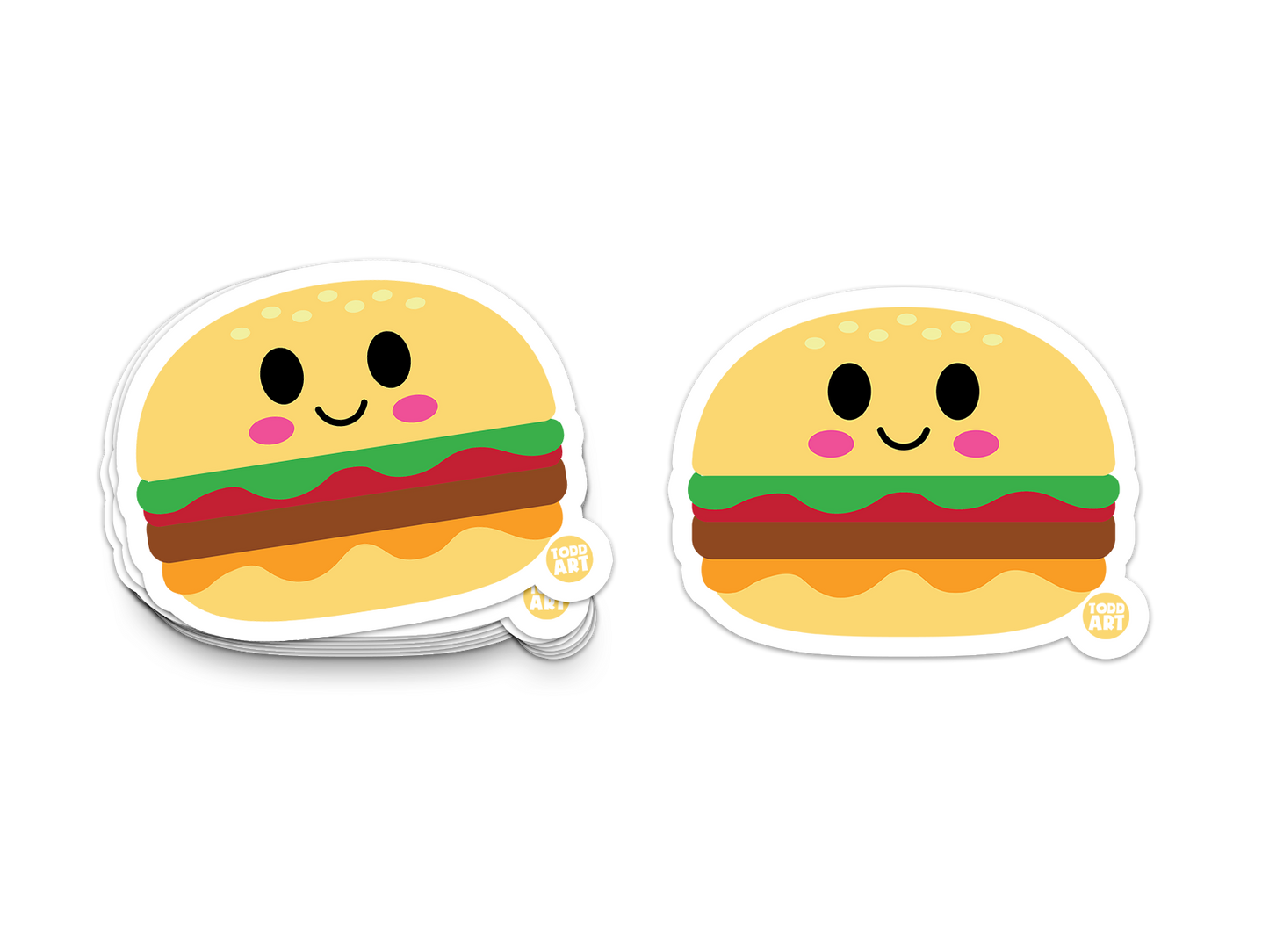 Cheeseburger with lettuce, tomato, and sesame bun – funny food sticker from Boo Boo Buddies
