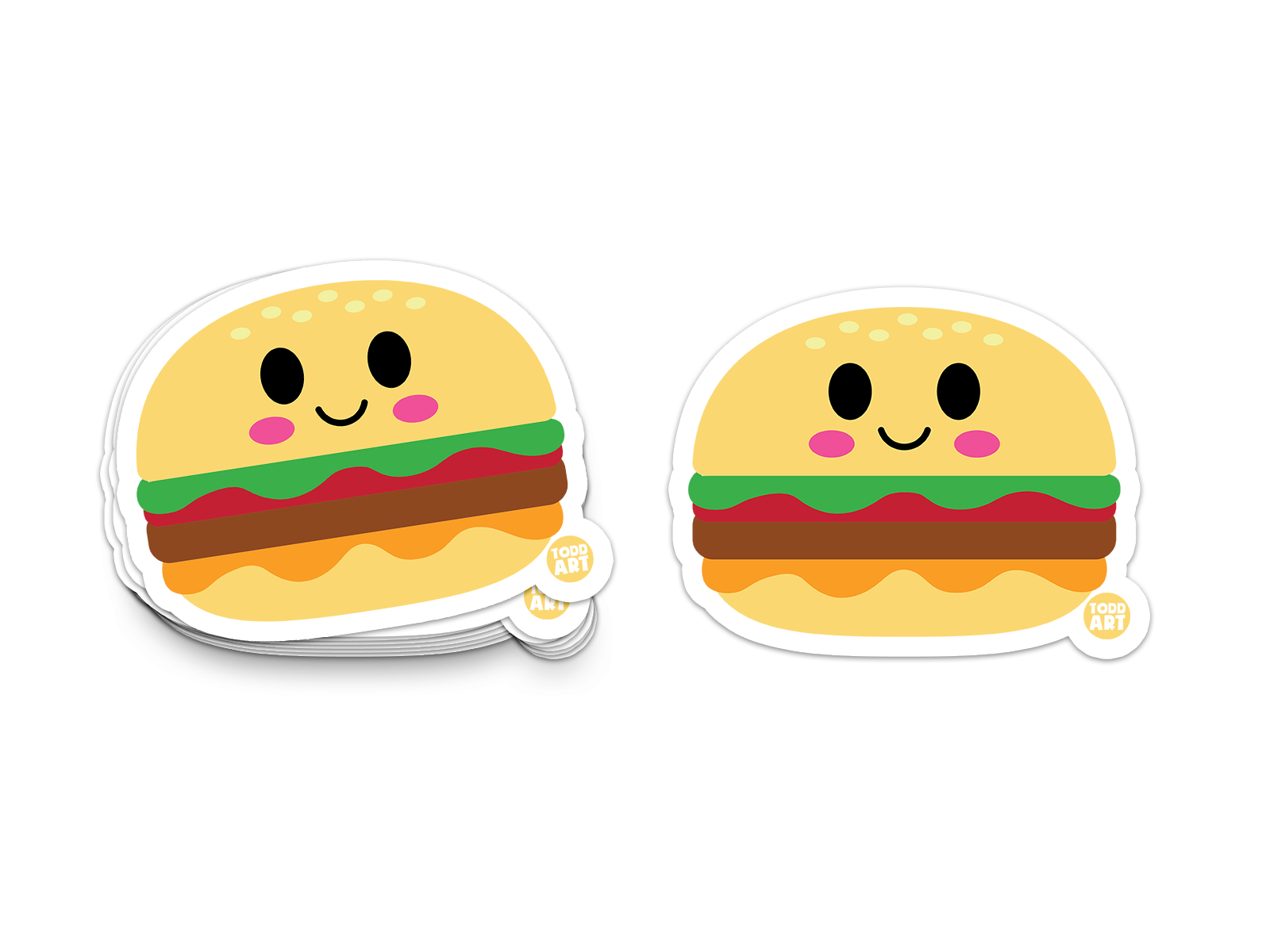 Cheeseburger with lettuce, tomato, and sesame bun – funny food sticker from Boo Boo Buddies
