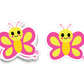 Yellow and pink butterfly with a smiling face – whimsical insect sticker from Boo Boo Buddies
