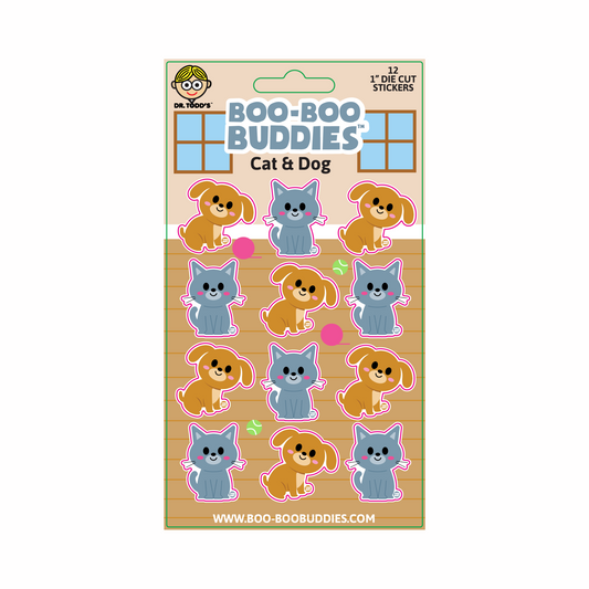Adorable 1-inch vinyl stickers with playful cats and dogs—perfect for decorating kids’ crafts, water bottles, notebooks, and gifts.
