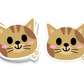 Adorable tabby cat face with pink cheeks and friendly smile – cute collectible sticker for kids, school, crafts, or decorating laptops and water bottles


