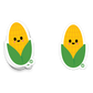 Cute smiling corn cob sticker with green husks and a cheerful face

