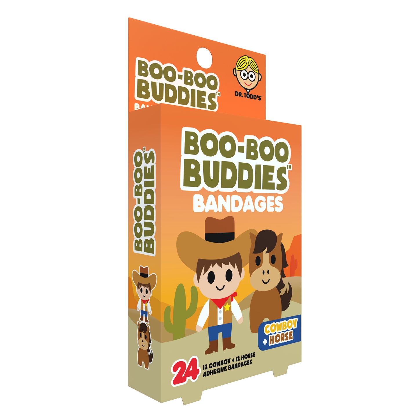 Cowboy & Horse Bandages for Kids – Waterproof, Latex-Free, 24 Count | Dr. Todd’s Boo-Boo Buddies®