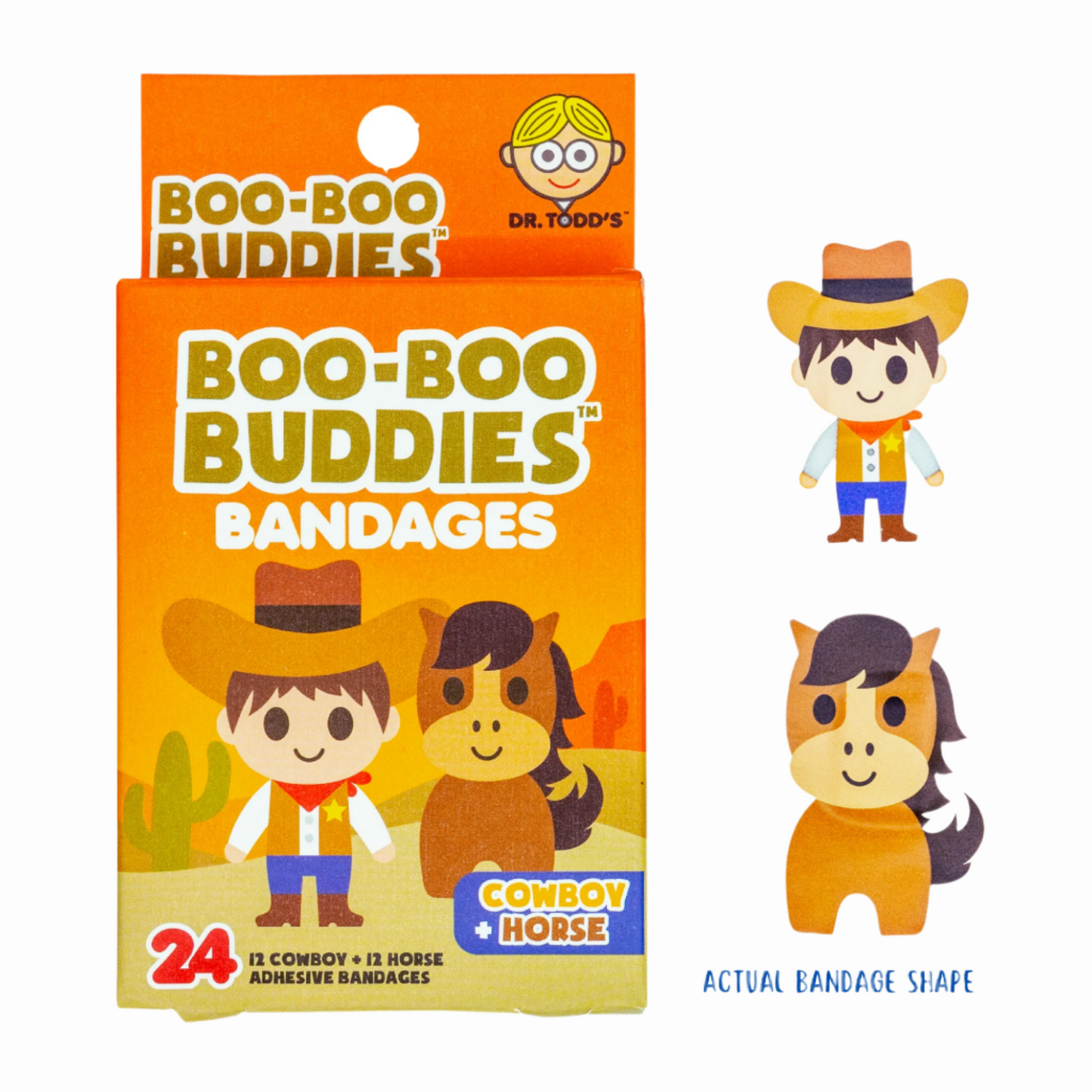  Boo Boo Buddies Cowboy and Horse boo boo bandages, cute western-themed adhesive bandages for kids, 24-count