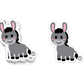 Cartoon donkey sticker with pink ears and cheerful smile
