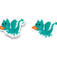 Cute teal dragon blowing fire with playful cartoon wings

