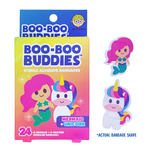 Mermaid and unicorn shaped bandages for kids – 24 count