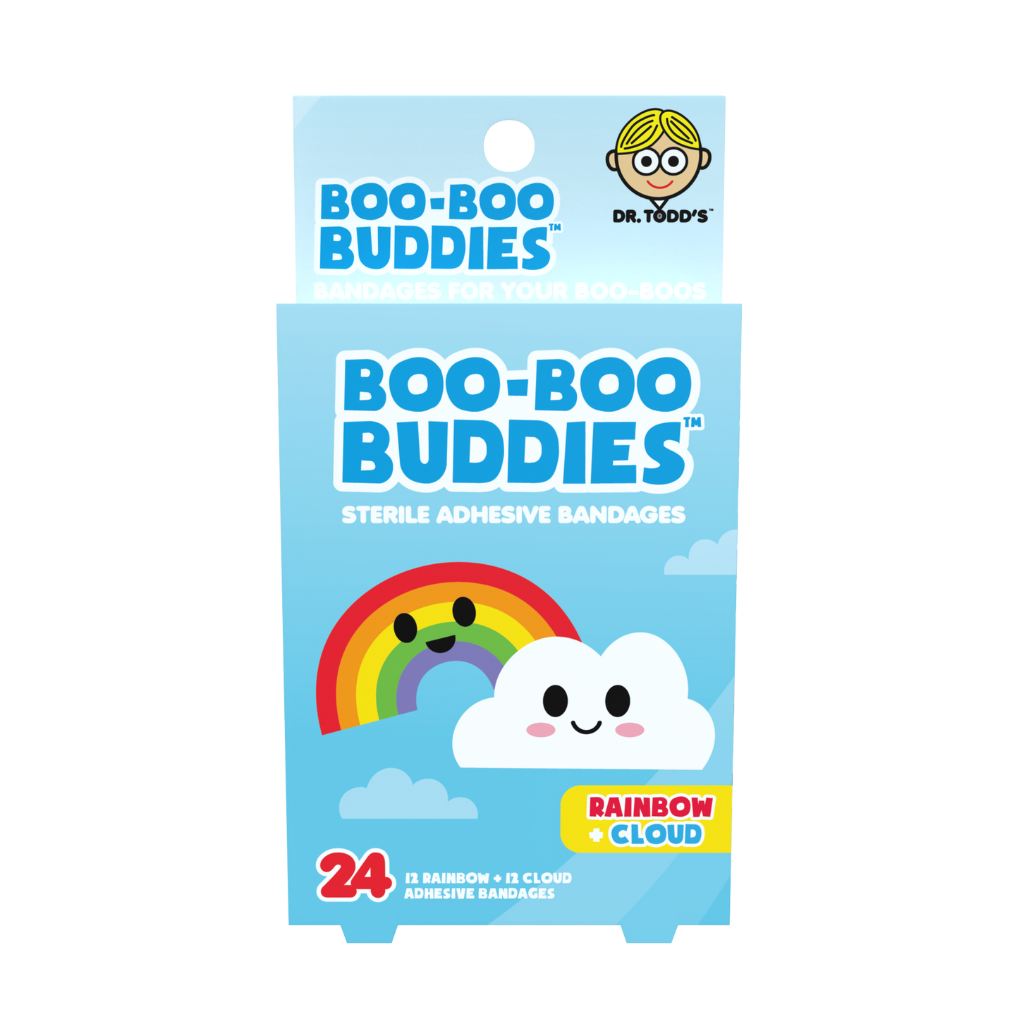 Boo Boo Buddies™ Rainbow & Cloud Bandages – 24 Ct | Fun Shaped, Waterproof, Latex-Free Bandages for Kids