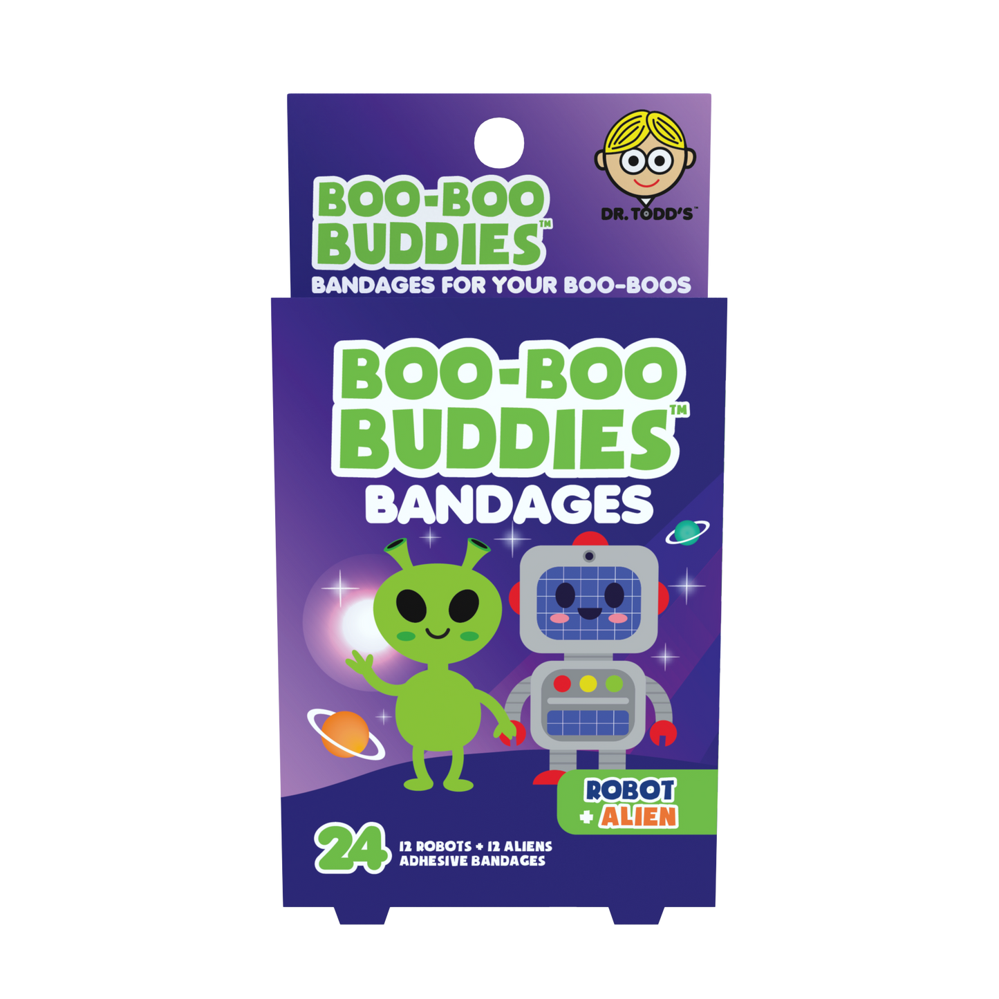 Robot + Alien Bandages for Kids – Dr. Todd’s Boo-Boo Buddies® | 24 Pack