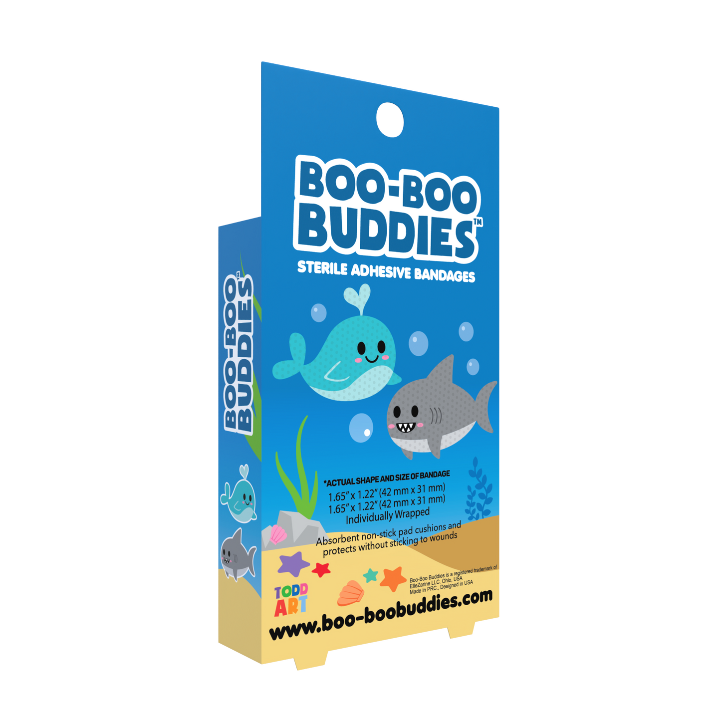 Shark & Whale Bandages for Kids – Waterproof, Latex-Free, 24 Count | Dr. Todd’s Boo-Boo Buddies®