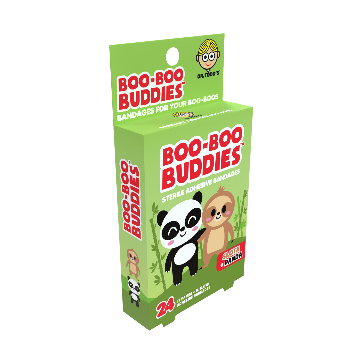 Sloth & Panda Bandages for Kids – Waterproof, Latex-Free, 24 Count | Dr. Todd’s Boo-Boo Buddies®
