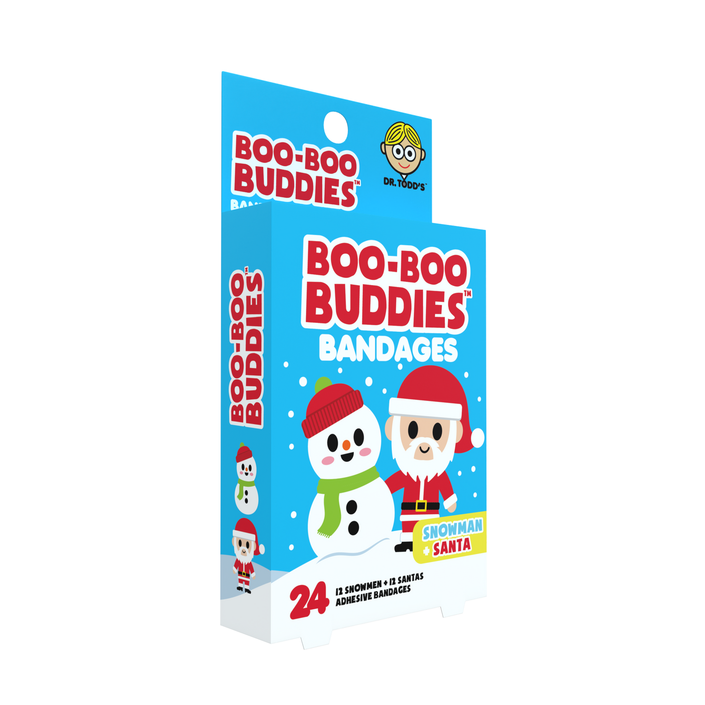 Snowman & Sanata Bandages for Kids – Waterproof, Latex-Free, 24 Count | Dr. Todd’s Boo-Boo Buddies®