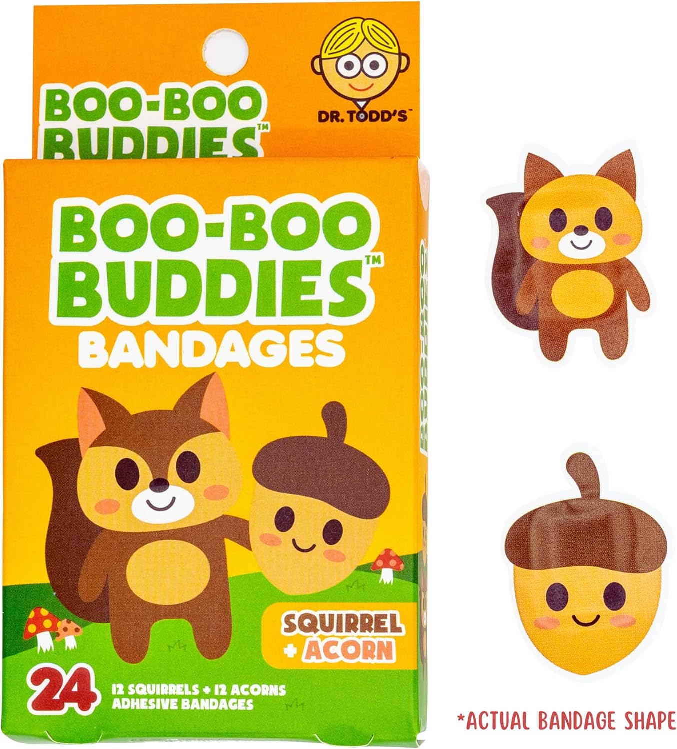 Boo Boo Buddies™ Squirrel + Acorn & Turtle + Snail Bandages Bundle – 48 Ct | Fun Waterproof, Latex-Free Kids Bandages for Sensitive Skin