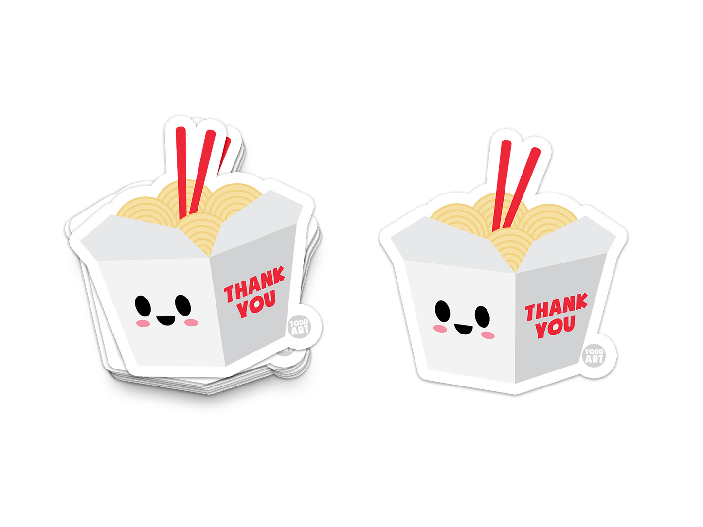 Boo Boo Buddies™ Take‑Out Noodles Sticker – Cute Kawaii Vinyl Sticker, Waterproof Glossy 3″ Die‑Cut
