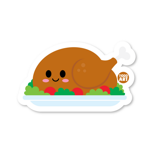 Boo Boo Buddies Thanksgiving turkey vinyl sticker — 3″ waterproof, UV-resistant glossy die‑cut ideal for crafts & planners