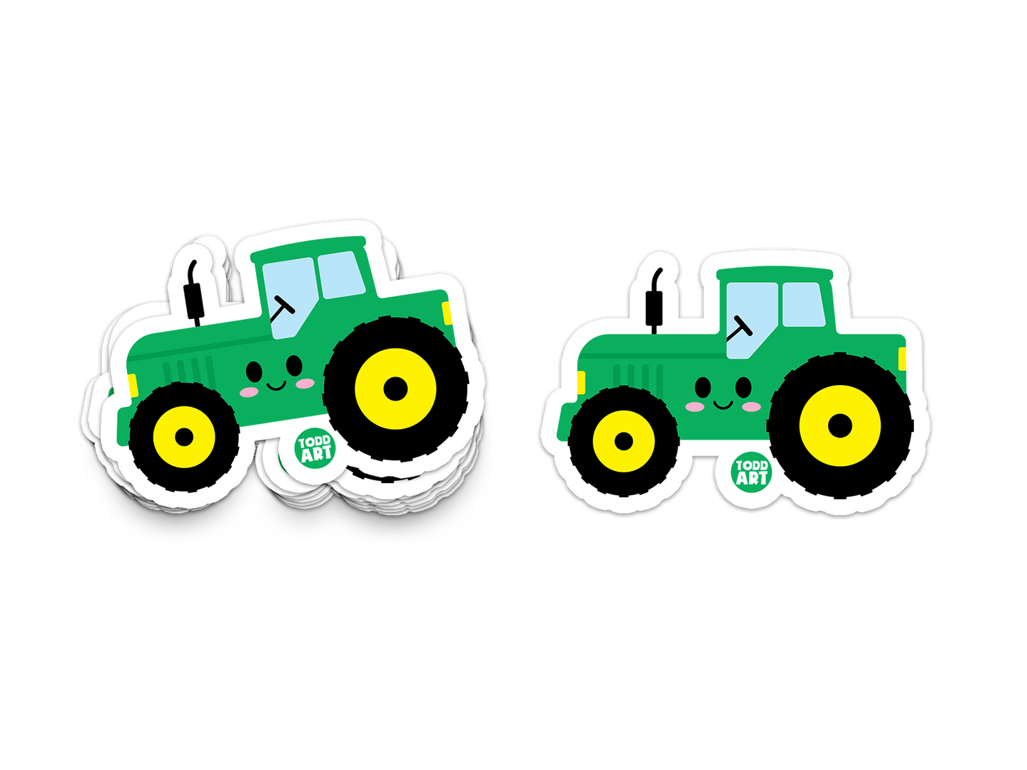 Boo Boo Buddies™ Tractor Sticker – Adorable Kawaii Vinyl, Waterproof Glossy 3″ Die‑Cut