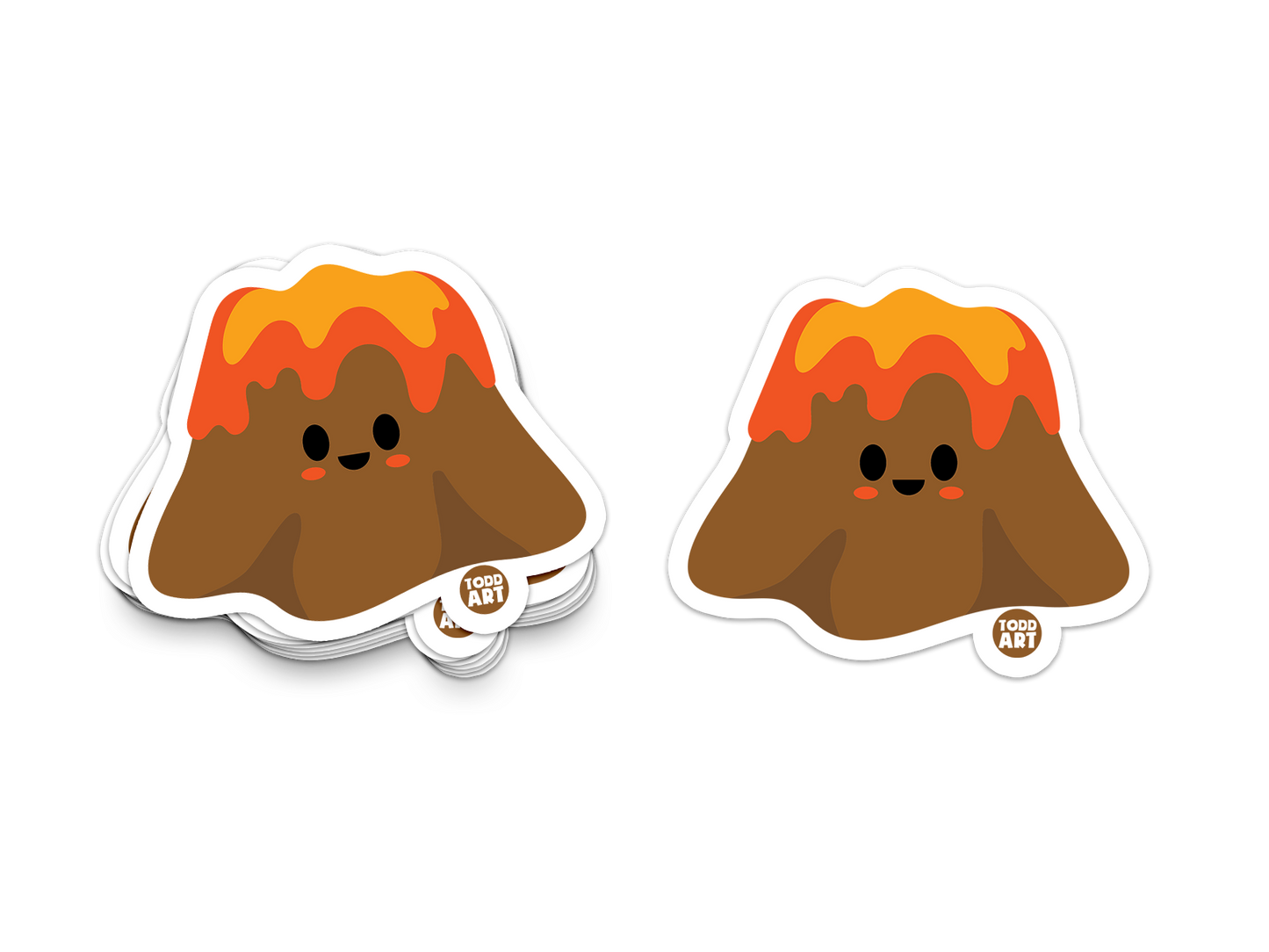 Boo Boo Buddies™ Volcano Sticker – Cute Kawaii Vinyl Sticker, Waterproof Glossy 3″