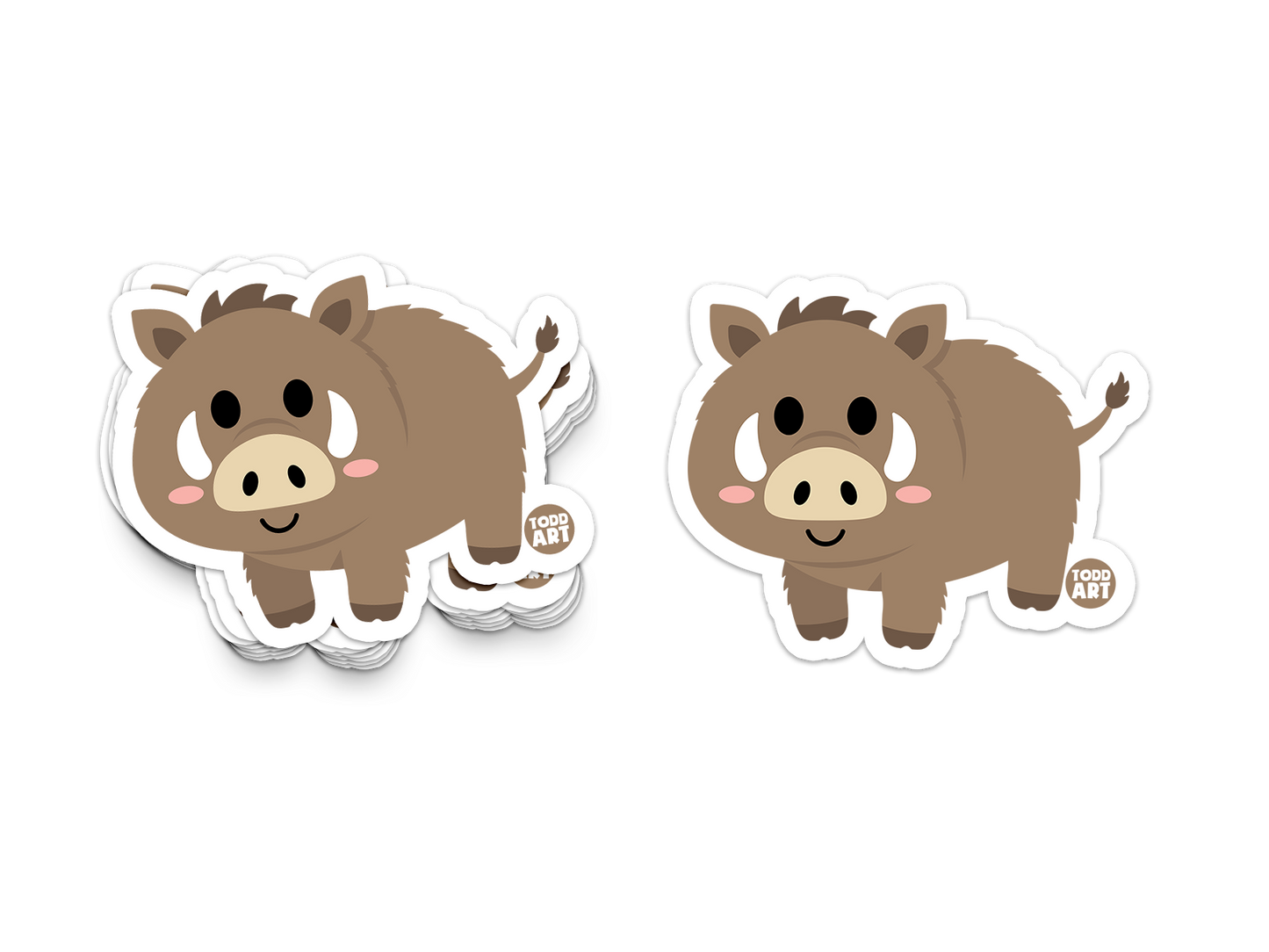 Boo Boo Buddies™ Wild Boar Sticker – Cute Kawaii Vinyl Sticker, Waterproof Glossy 3″ Die‑Cut