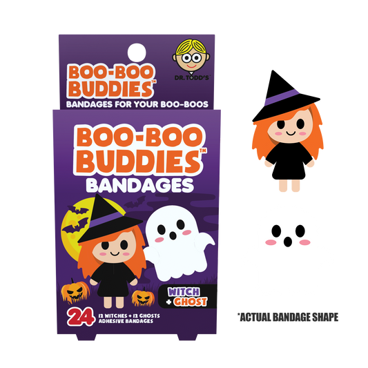 Witch & Ghost Bandages for Kids – Waterproof, Latex-Free, 24 Count | Dr. Todd’s Boo-Boo Buddies®