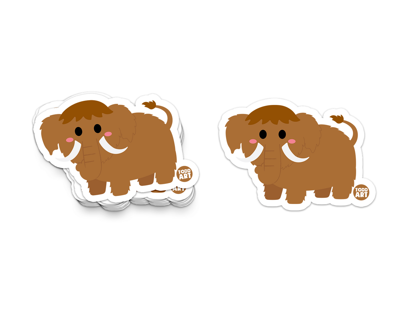 Boo Boo Buddies™ Woolly Mammoth Sticker – Cute Kawaii Vinyl Sticker, Waterproof Glossy 3″ Die‑Cut