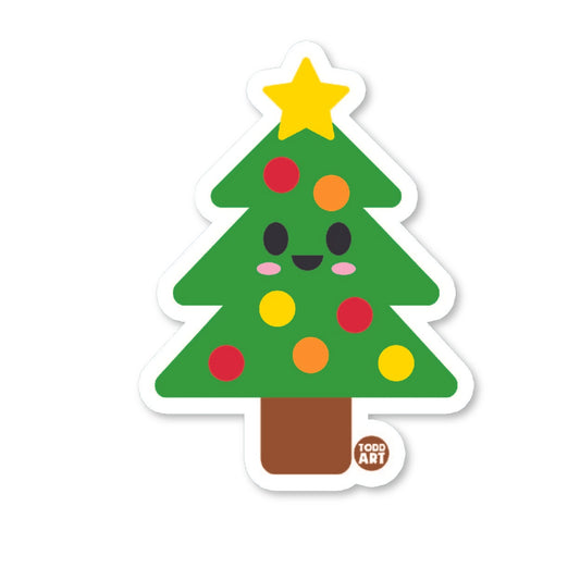 Boo Boo Buddies Xmas tree vinyl sticker — 3″ glossy waterproof, UV‑resistant die‑cut perfect for crafts & holiday decor