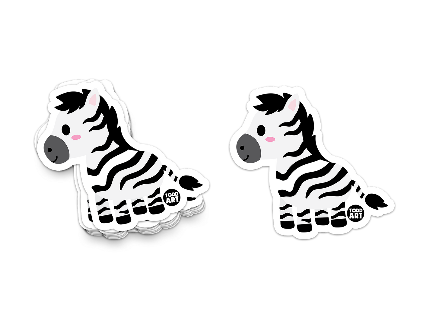 Boo Boo Buddies™ Zebra Sticker – Cute Kawaii Vinyl Sticker, Waterproof Glossy 3″ Die‑Cut