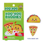 Boo Boo Buddies Pizza and Taco bandages for kids – 24-pack latex-free adhesive bandages in fun food shapes.

