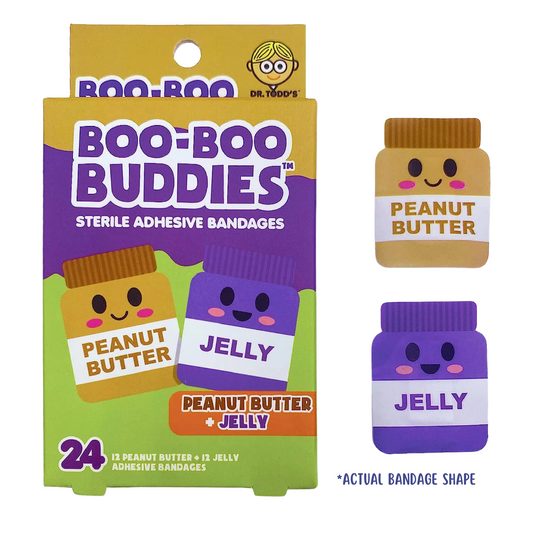 Cute peanut butter and jelly adhesive bandages for kids – 24 count pack from Dr. Todd’s Boo-Boo Buddies®

