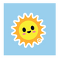 Orange sun with yellow face with eyes 