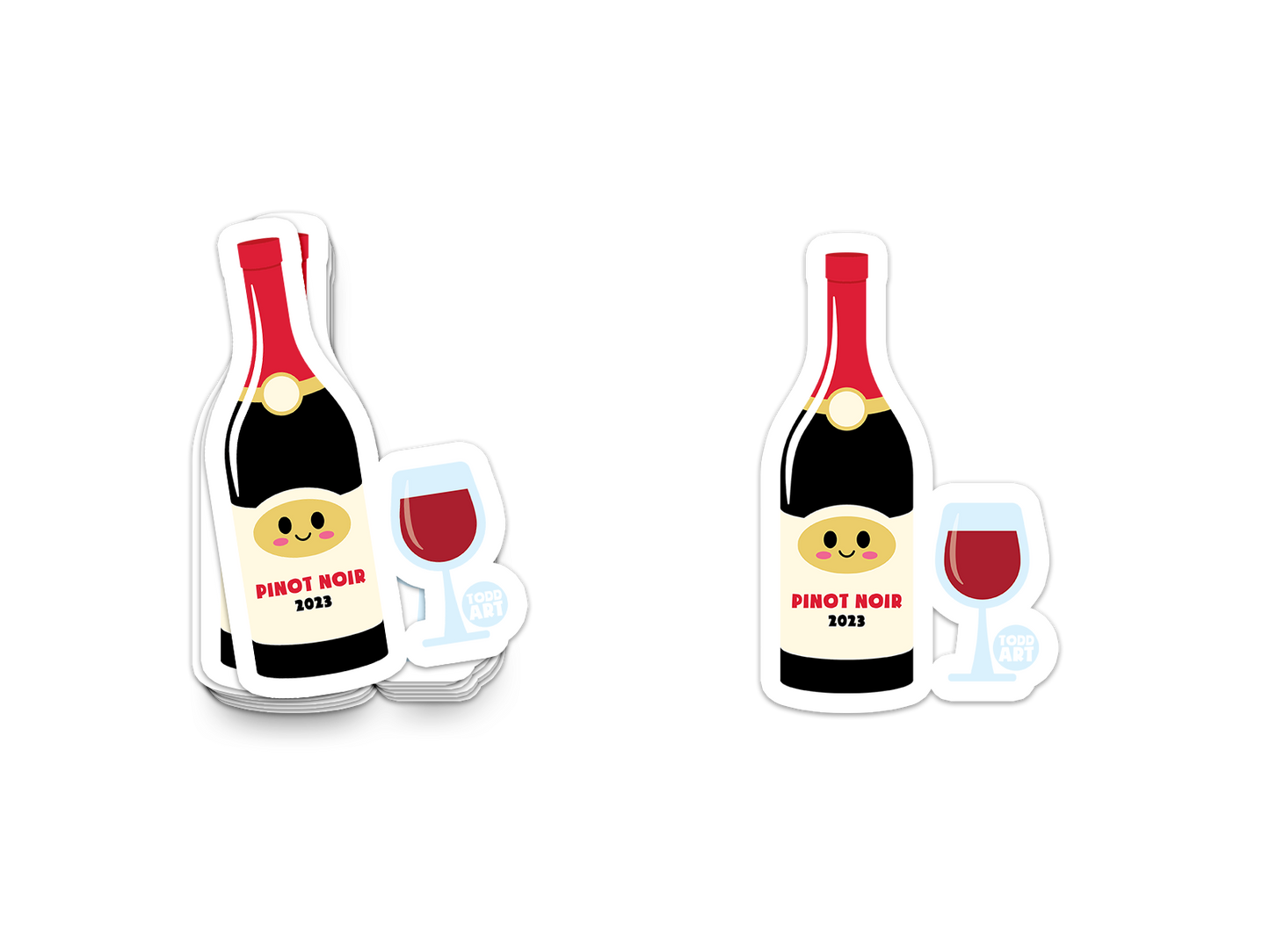 Boo Boo Buddies™ Wine Bottle & Glass Sticker – Cute Kawaii Vinyl Sticker, Waterproof Glossy 3″ Die‑Cut