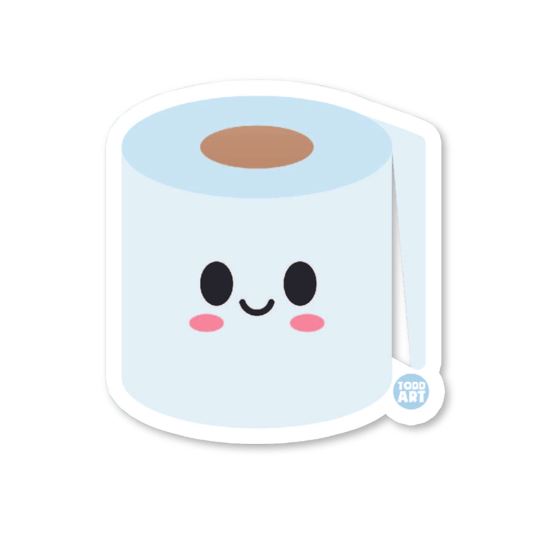 Cute kawaii toilet paper roll vinyl sticker by Boo Boo Buddies – waterproof, glossy, and perfect for bottles, laptops & journals