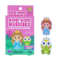 princess in blue long dress with tiara with pink diamonds and green frog with crown with blue diamond 