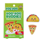 Kwaii pizza slice  with mushroom tomatos and green peeper and Tacos with tomato lettuce with eyes mouth and cheeks