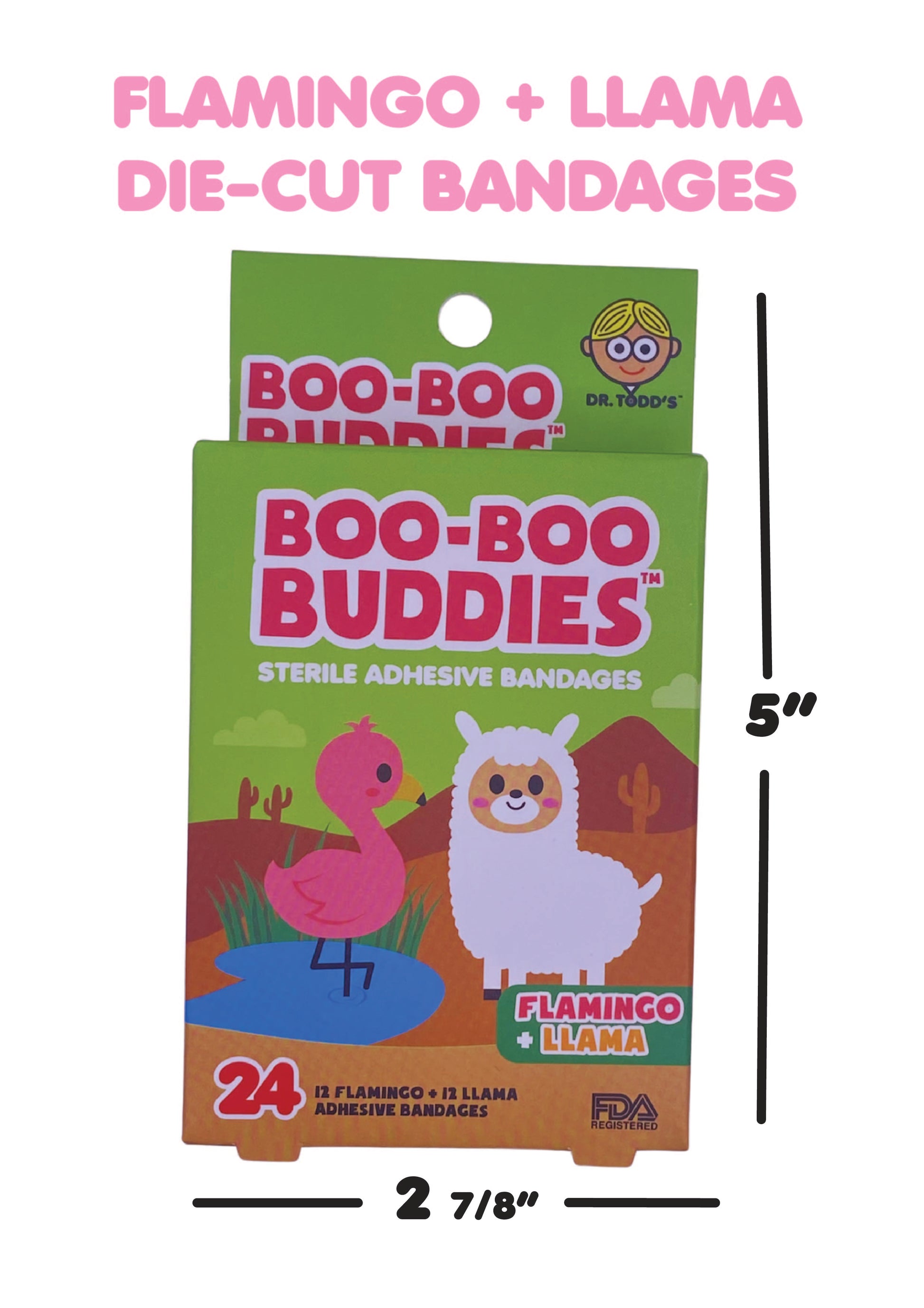 Boo Boo Buddies Bandages - Flamingo and Llama - box dimensions