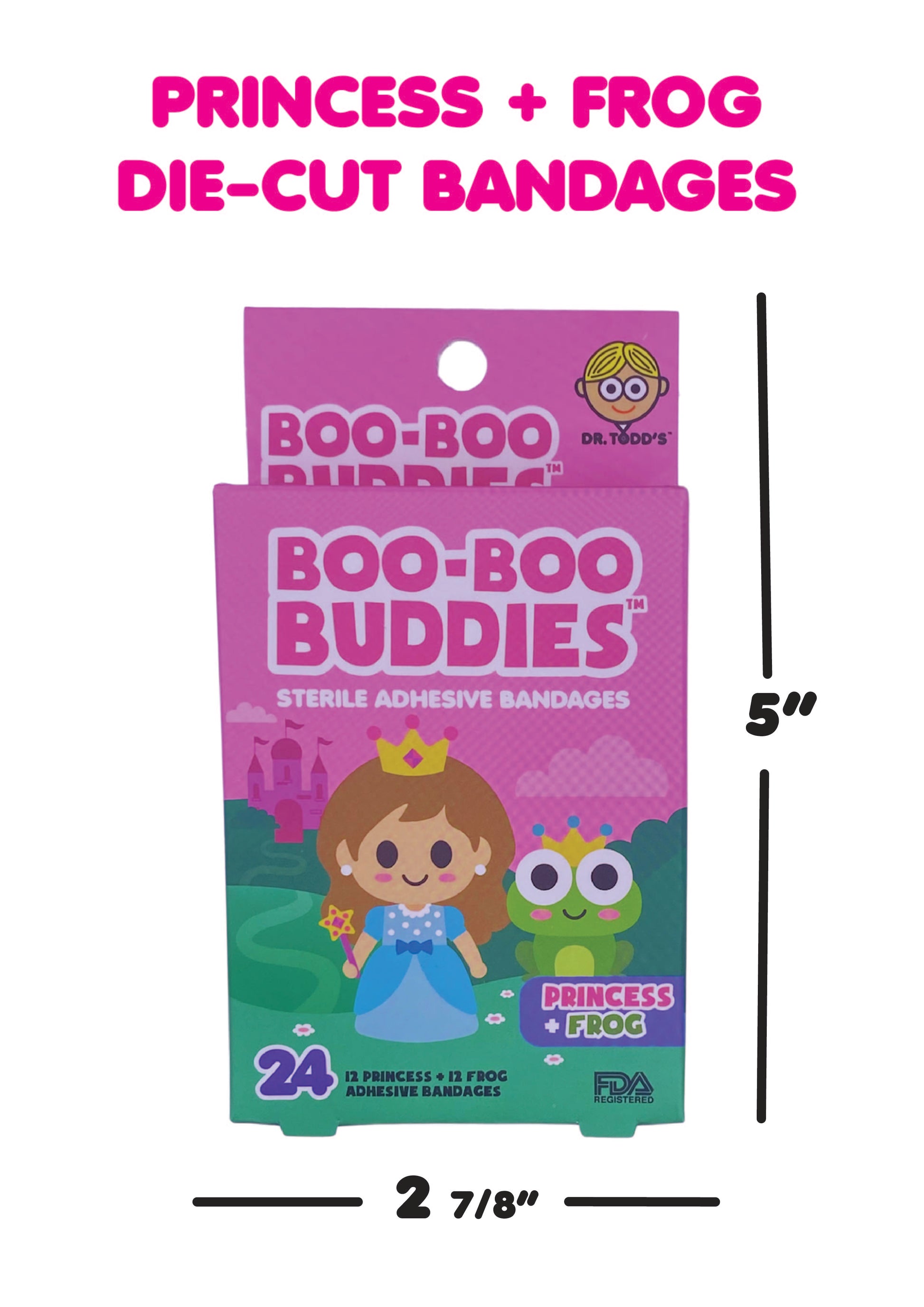 Boo Boo Buddies Bandages - Princess and Frog - box dimensions