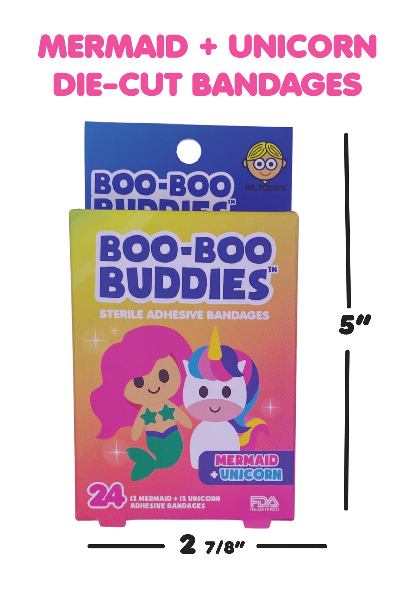 Boo Boo Buddies Bandages - Mermaid and Unicorn - box dimensions