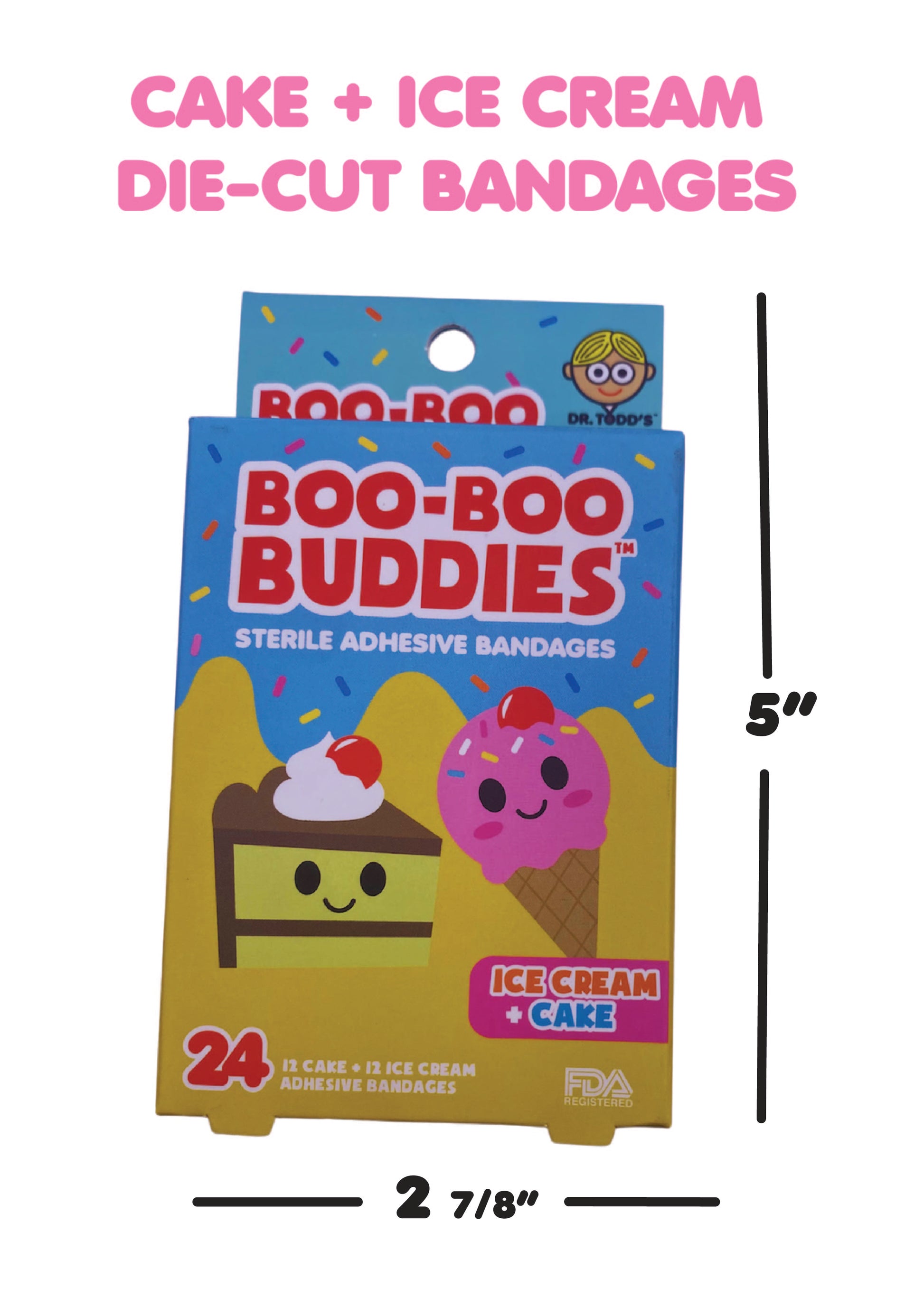 Boo Boo Buddies Bandages - Ice Cream and Cake - box dimensions