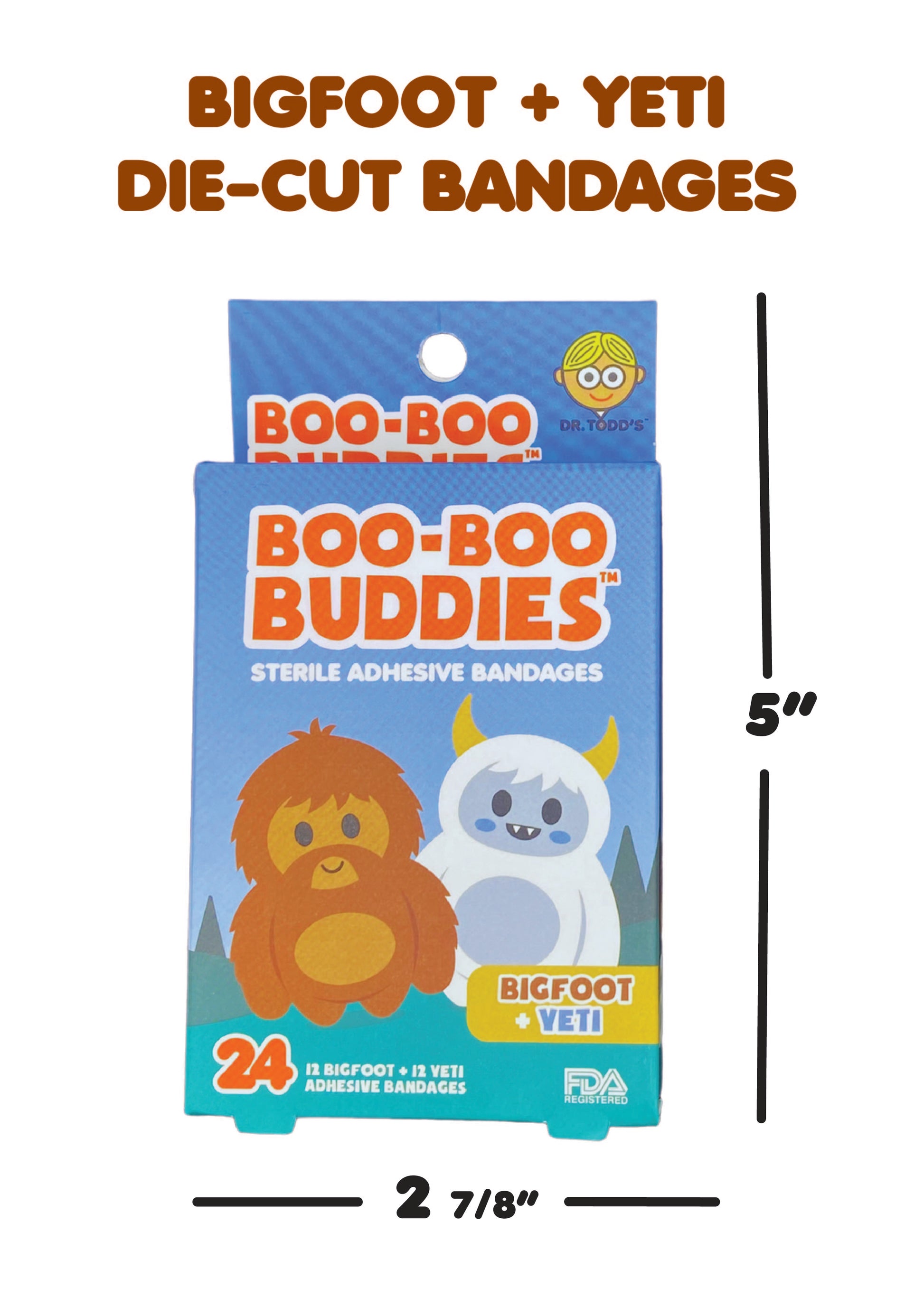 Boo Boo Buddies Bandages - Bigfoot and Yeti - Box dimensions